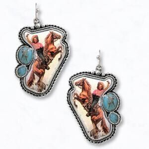 Western Cowgirl Horse Scene Earrings